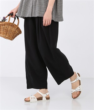 コットンリネンサーカスパンツ(ブラック-L)