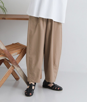 コットンリネンサーカスパンツ(モカベージュ-L)