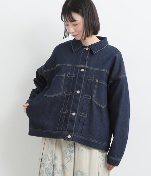 ルーズデニムジャケット(ワンウォッシュ-L)