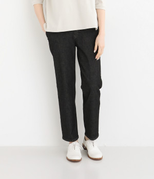 AIRジョグデニムベーシックテーパードパンツ(ウォッシュブラック-L)