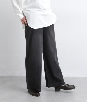 AIRジョグデニムウエストリブワイドパンツ(ユーズドグレー-L)