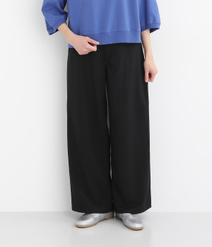 さらさら接触冷感カラーワイドパンツ(ブラック-L)