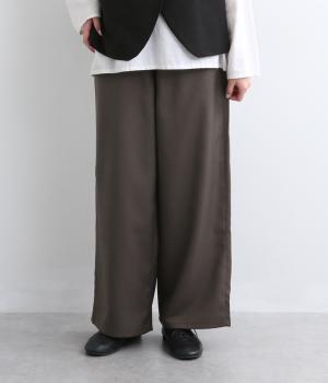 さらさら接触冷感カラーワイドパンツ(ブラウン-L)