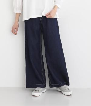 リネン混デニムワイドパンツ