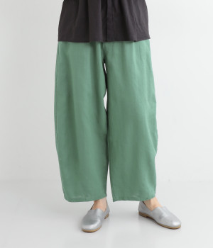 リネンバナナワイドパンツ(グリーン-L)