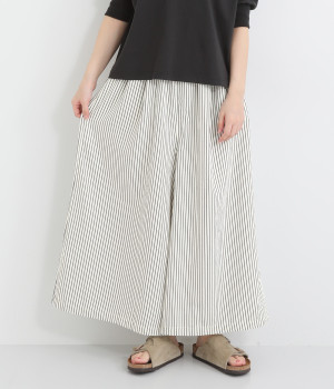 ストライプフレアパンツ(ネイビー-L)