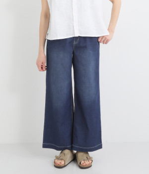 アイスメッシュワイドデニムパンツ(ユーズドネイビー-S)