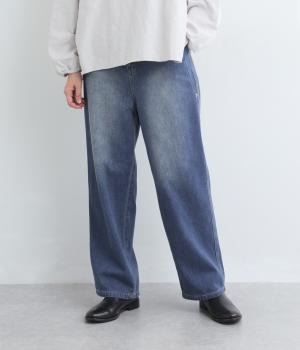 カルゼデニムサイド切替パンツ(ネイビー-S)