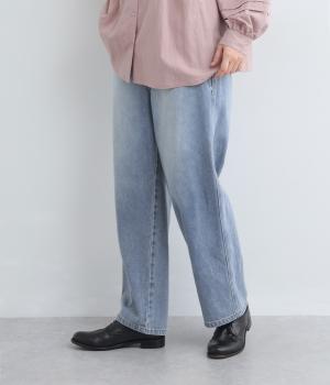 カルゼデニムサイド切替パンツ(ブルー-L)