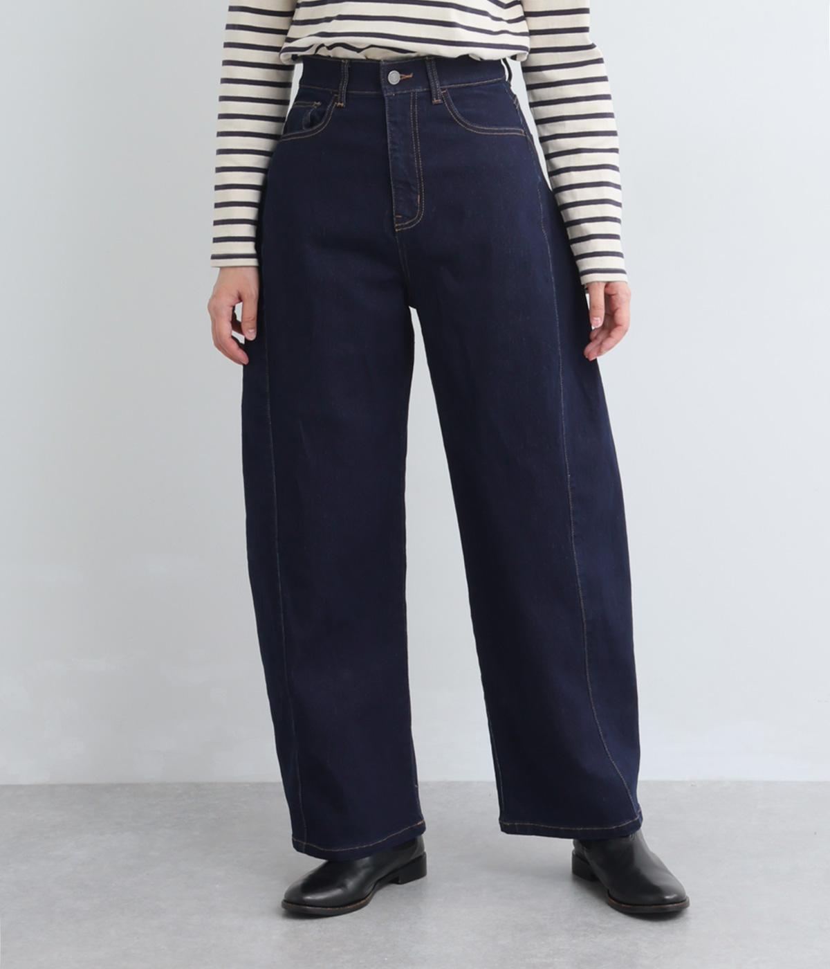 デニムサイドパネルワイドパンツ(ワンウォッシュ-S)