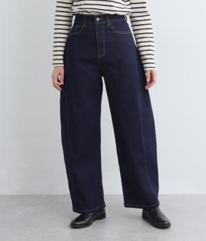 デニムサイドパネルワイドパンツ(ワンウォッシュ-S)