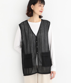 レースポケットジレ(ブラック-L)