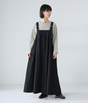 デニムフレアジャンパースカート(ワンウォッシュブラック-L)