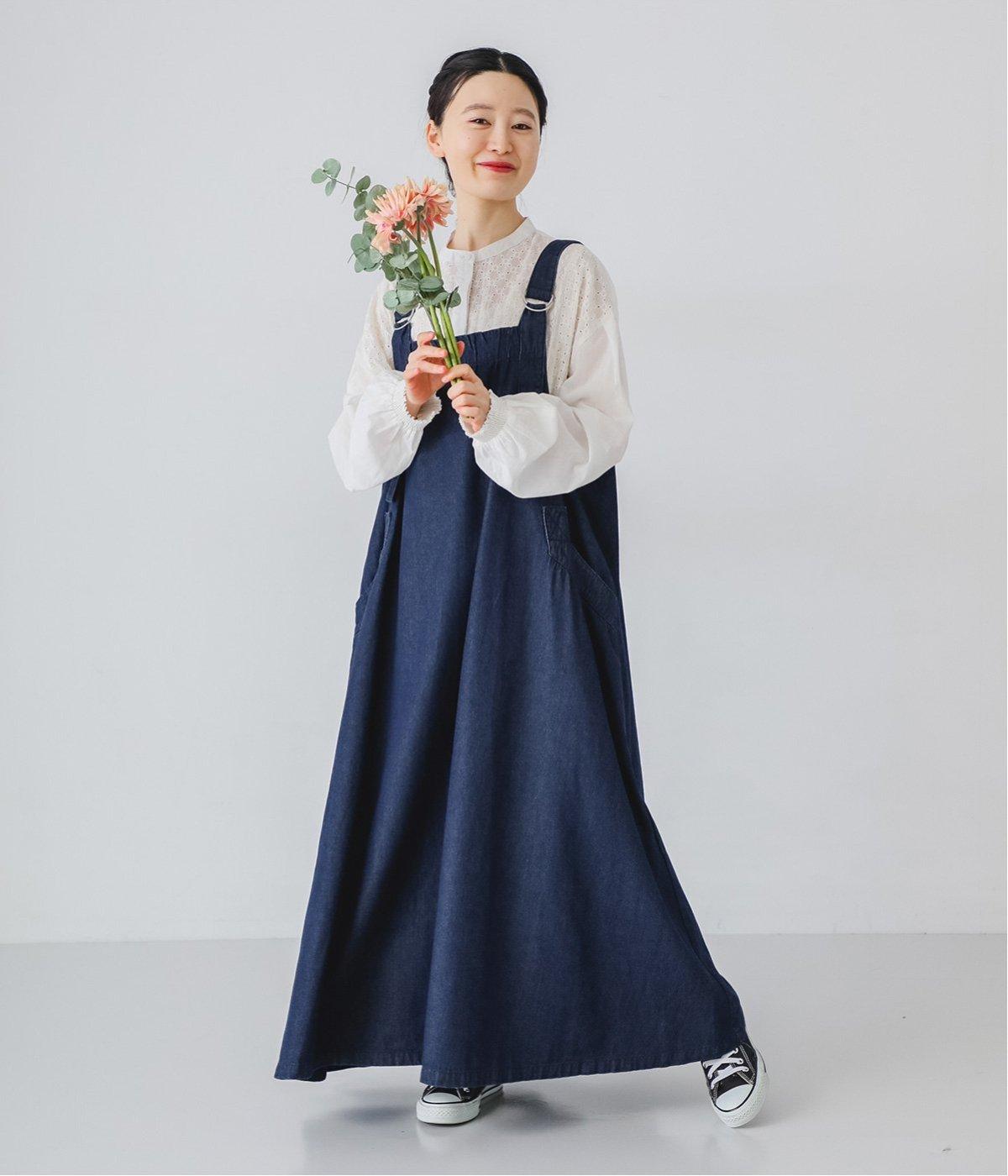 デニムフレアジャンパースカート(ワンウォッシュ-S)