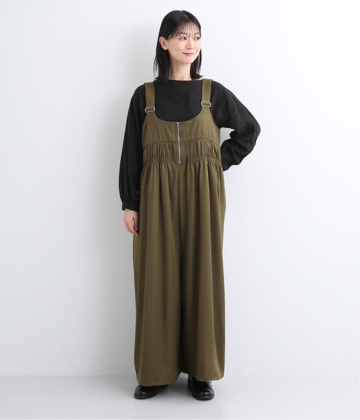 シャーリングサロペット(カーキ-S)