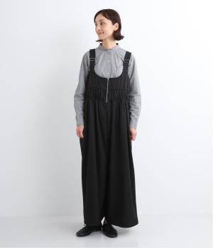 シャーリングサロペット(ブラック-L)