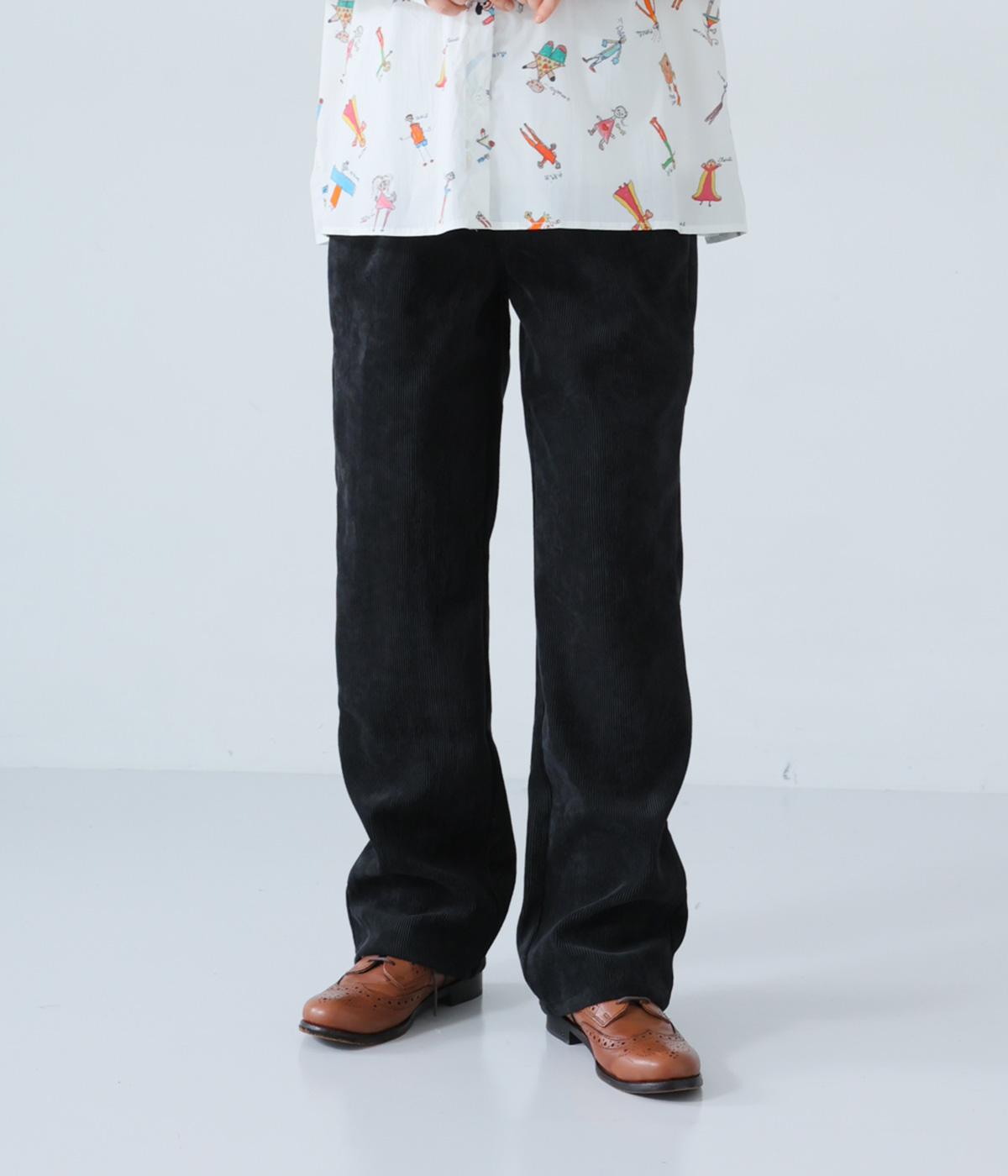 カラーコールストレートパンツ(ブラック-S)