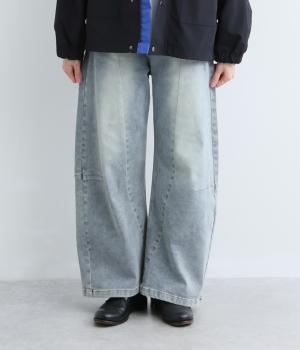 裏起毛ワイドカーブパンツ(ユーズドブルー-M)