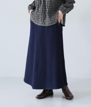 裏シャギーニットデニムスカート(ワンウォッシュ-S)