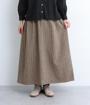 ライトメルトンフレアスカート(ブラウン千鳥-L)