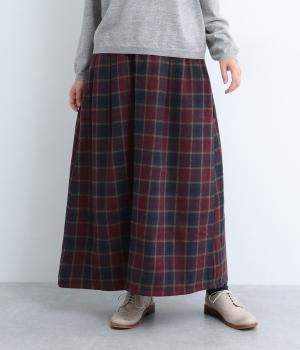 ライトメルトンフレアスカート(ネイビーレッドタータン-L)