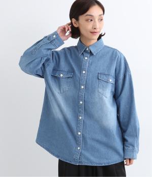 オーバーデニムシャツ(ブルー-L)