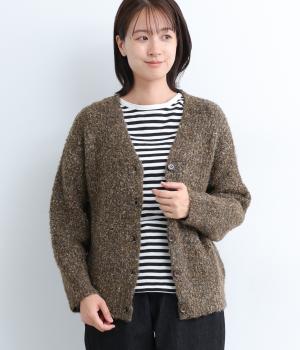 メランジニットカーディガン(ブラウン-L)