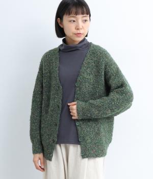 メランジニットカーディガン(ブルーグリーン-L)