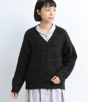 メランジニットカーディガン(ブラック-L)