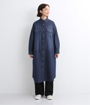 デニムシャツワンピース(ネイビー-L)