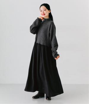 ニットドッキングワンピース(チャコール-L)
