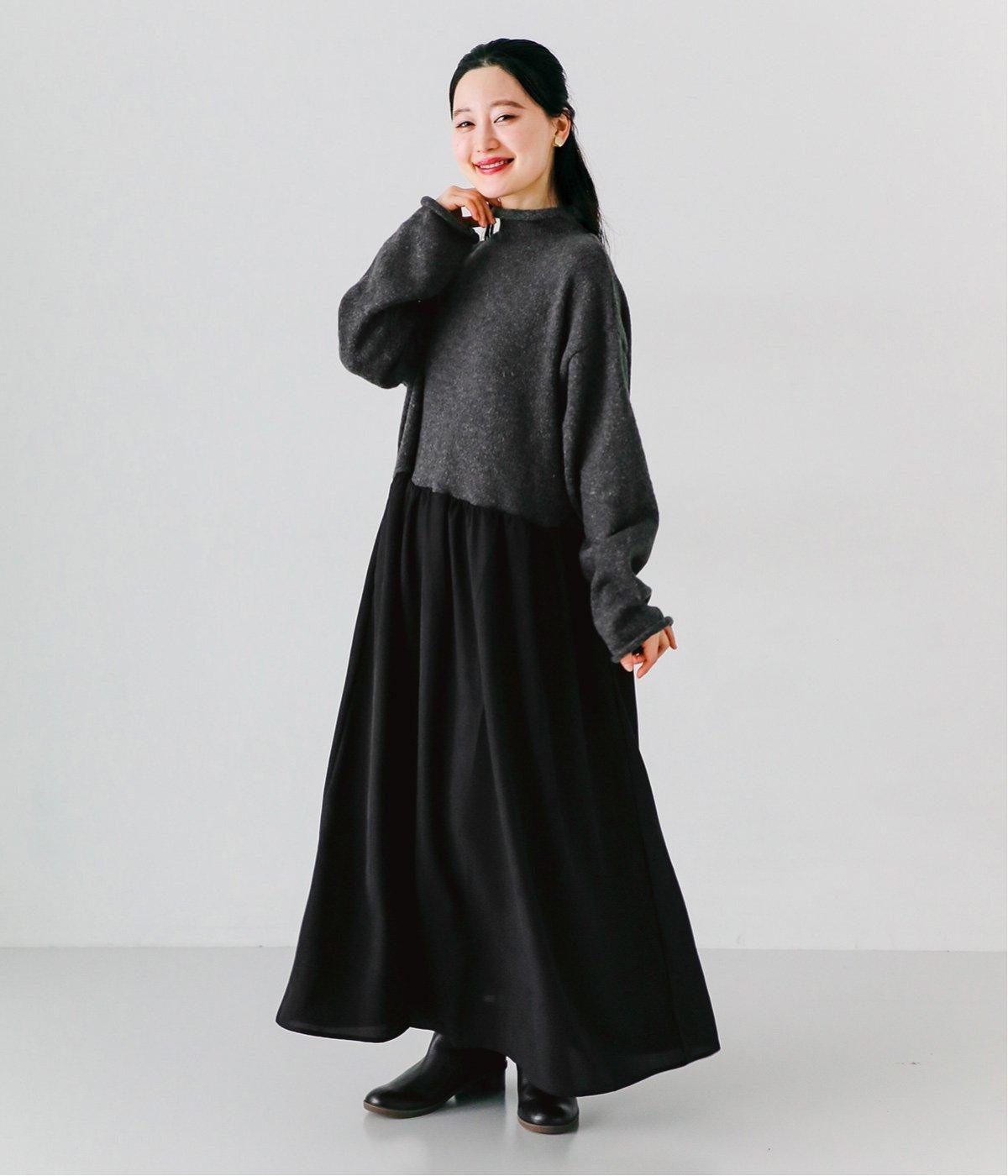 ニットドッキングワンピース(チャコール-S)