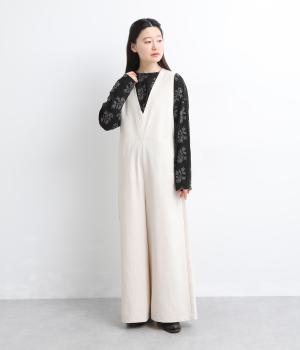 コットンリネンオールインワン(オートミール-M)