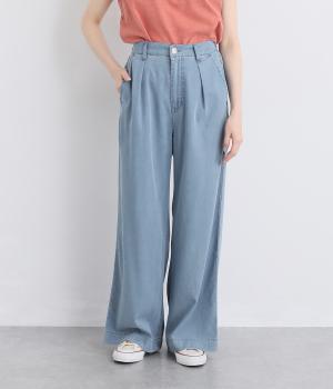 クールデニムワイドパンツ(インディゴブリーチ-L)