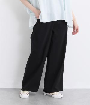 クールハイストレッチワイドパンツ(ブラック-L)