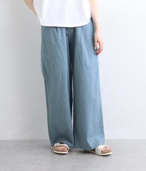 リネンタックふんわりストレートパンツ(アイスブルー-L)