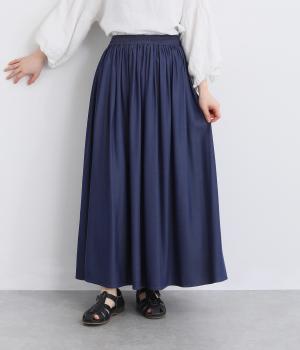 軽やかギャザースカート(ネイビー-L)