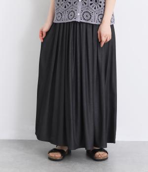 軽やかギャザースカート(ブラック-L)