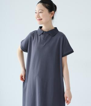 フレンチスリーブポロワンピース(ネイビー-L)