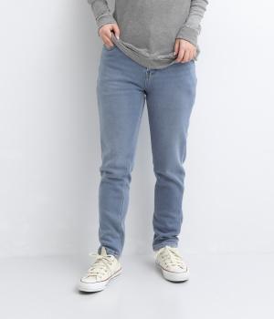 ブランケットニットデニムスキニーパンツ（股下68cm）（ユーズドブルー・L）