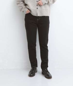 ブランケットニットデニムスキニーパンツ（股下68cm）（ウォッシュブラック・L）