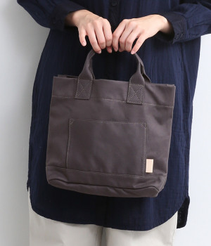 モールスキンキャンバス　トート+ポーチ　M/E7572(チャコールブラック-ONESIZE)