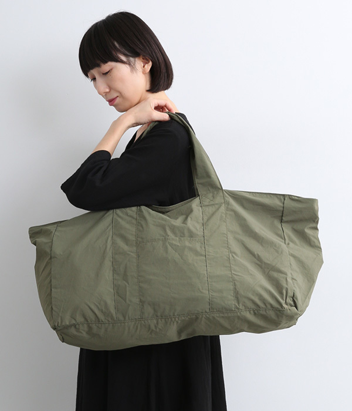 ナイロン　リップストップ　パッカブルビッグトート/E7465(カーキ-ONESIZE)