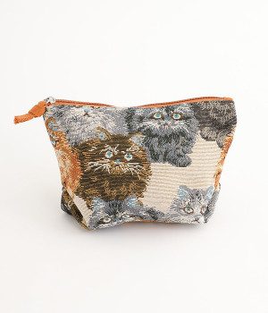 ジャカード　ジッパーポーチ/E7618(CATS-ONESIZE)