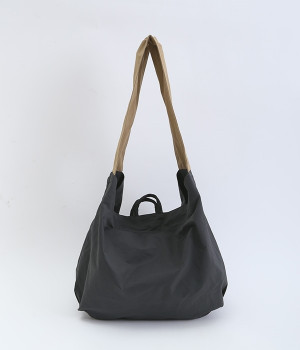 コットン　リップストップ　ストラップトート/E6943(チャコール×ダークベージュ-ONESIZE)