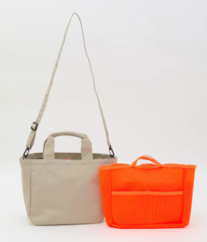 Re PET トート＋インナーメッシュ　2wayバッグ/E7716(ベージュ-ONESIZE)