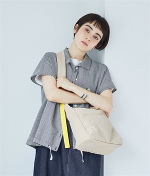 7ポケット　インサイドプリントショルダー/E7376(ライトベージュ×レモン-ONESIZE)