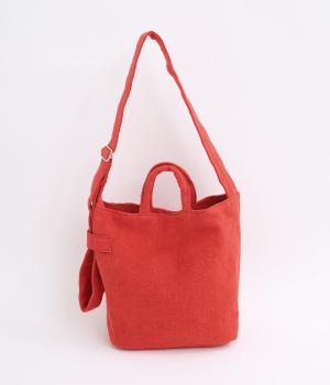 BRUSHED LINEN SMALL SHOULDER TOTE/E7876(レッド-ONESIZE)