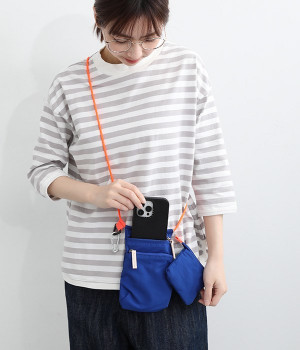 6ポケット　インサイドプリント　ミニショルダー/E7377(ブルー×オレンジ-ONESIZE)