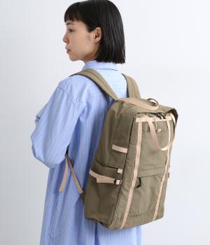 CONTRAST TAPE BACKPACK(カーキ/ベージュ-F)